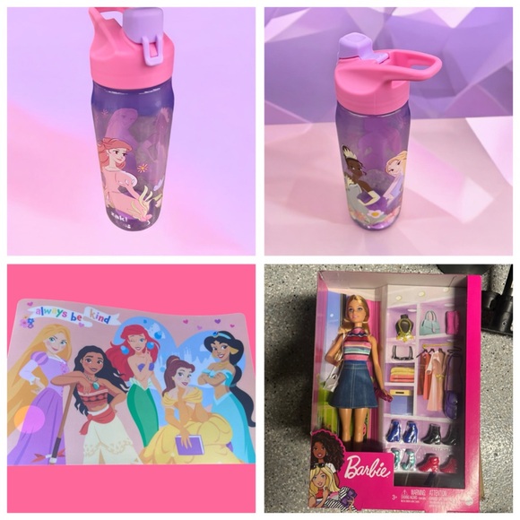 Disney Other - Disney Pink & Purple Princess Water Bottle and Accessories Set